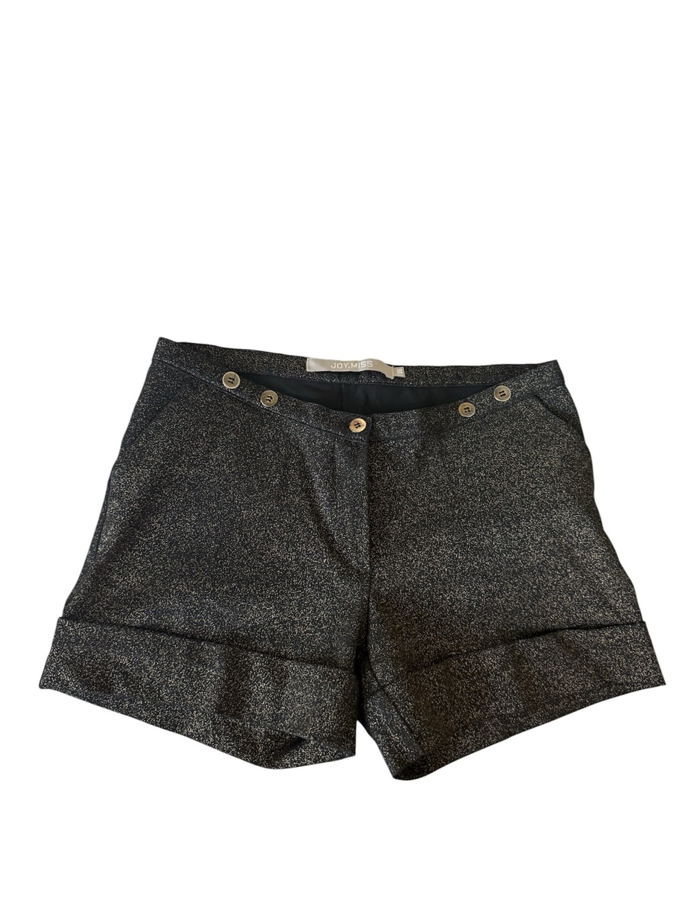 Metallic Black Cuffed Bermuda Shorts